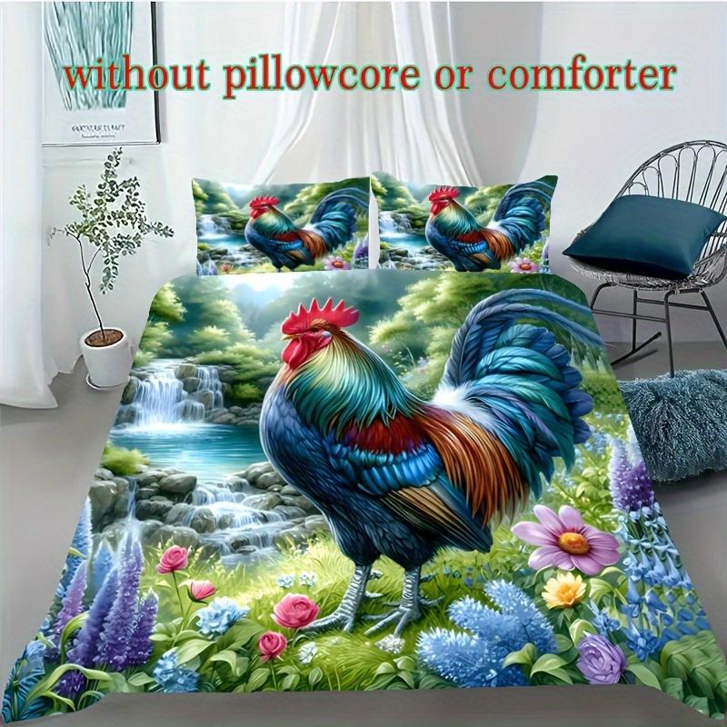 2/3D Digital Dream Catcher Rooster Duvet Cover Set Soft, Comfortable, Breathable-Bedroom & Guest Room Decor - Student Dormitory