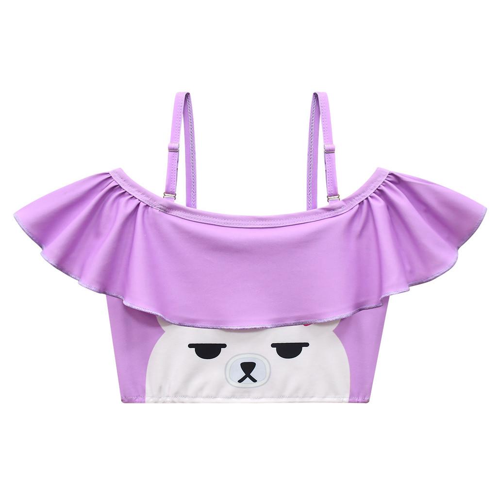 Kids Girls Swimwear Mira Bear Print Swimsuit Top Skirt Sets