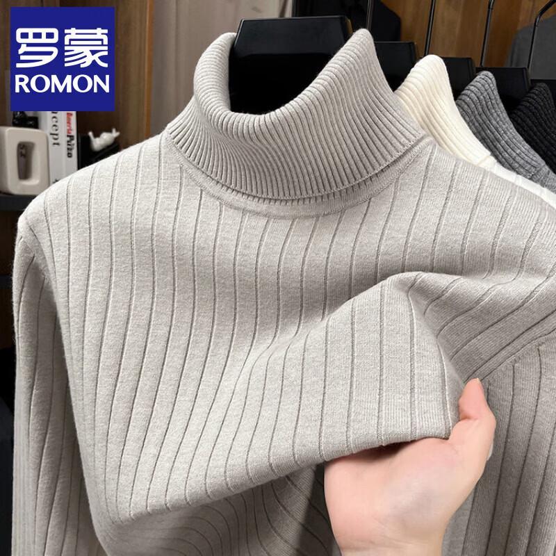 ROMON Men's Thickened Turtleneck Thermal Knit Sweater