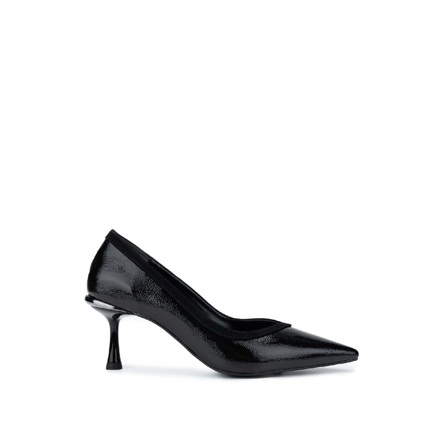 

Women s Vegan Black Patent Leather Heeled Shoes 37 бежевий