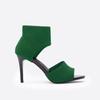 Women's Black Summer High-Heeled Sandals with Comfortable Woven Upper and Thin Heel