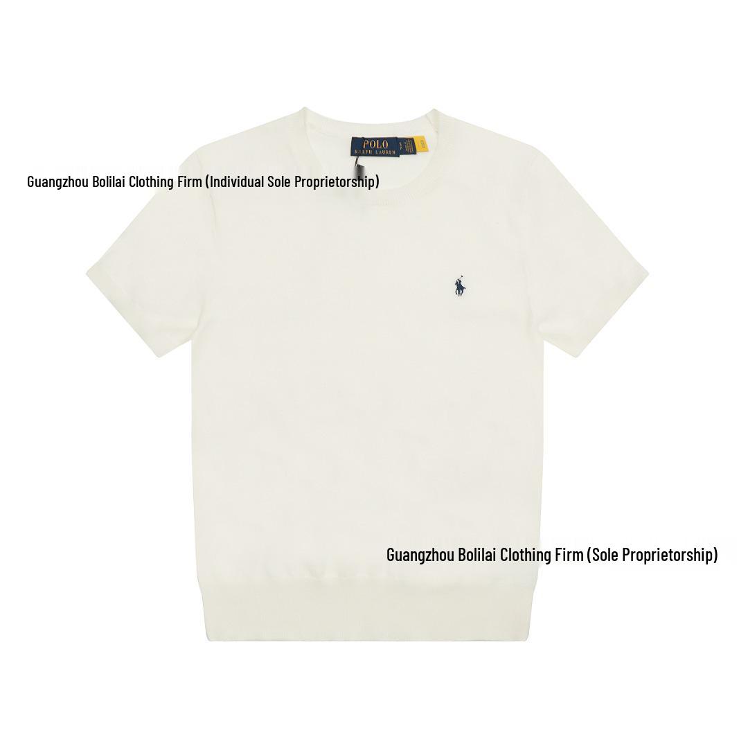 

Трикотажна футболка з круглим вирізом Ralph Lauren з логотипом поні Large брудно-білий