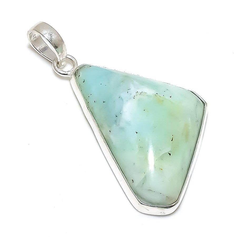 Chrysoprase Gemstone Handmade 925 Steling Silver Jewelry Pendant 1.97" SU-9631