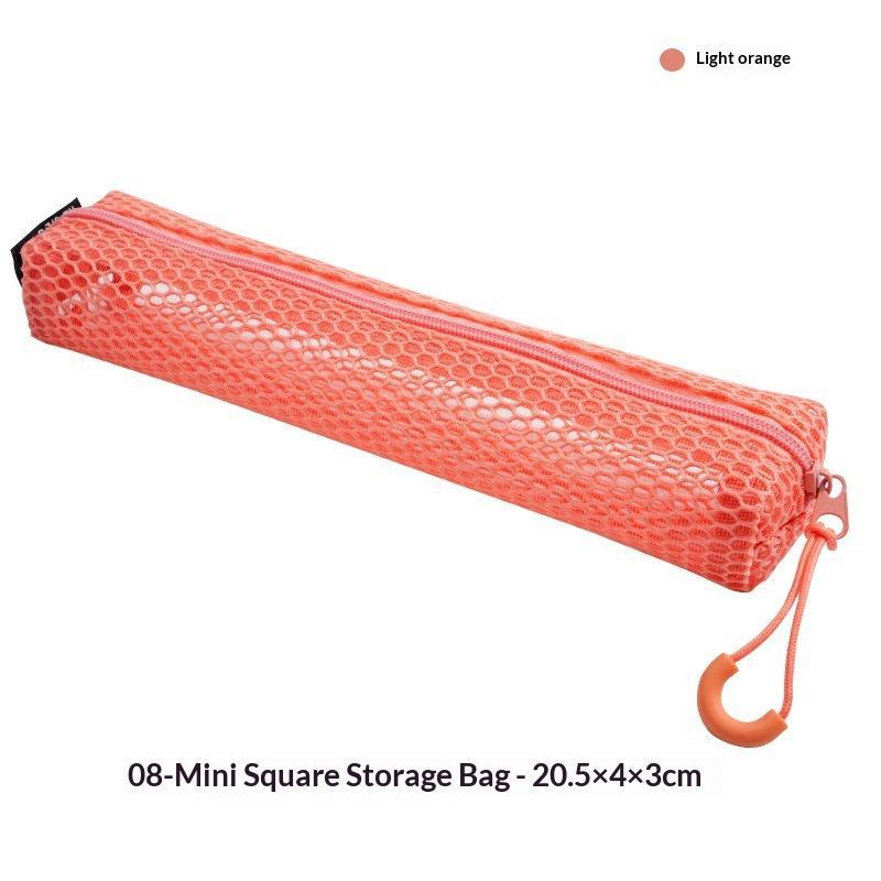 Portable Mesh Pencil Pouch Transparent Design with Smooth Zipper Hanging Hook for Business Trip Small Tools Storage