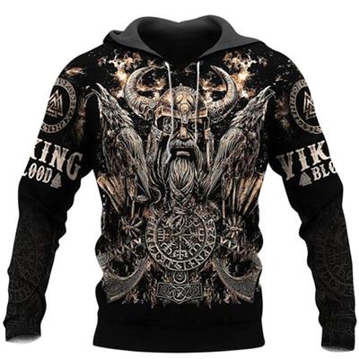 Erkek Sonbahar Hoodie Viking Kafatası Baskı 3D Tişörtü Kentsel Trend Kaya Hip Hop Kapşonlu Unisex Giysi Kazak Ceket