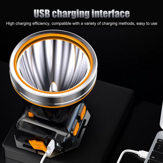 Head-Mounted Camping Headlight Long Battery Life Plastic Powerful Function LED Headlamp for Outdoor