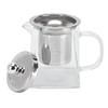 Clear Glass Teapot 350ml Removable 304 Stainless Steel Thermal Tea Kettle with Handle for Loose Leaf Tea (350ml)
