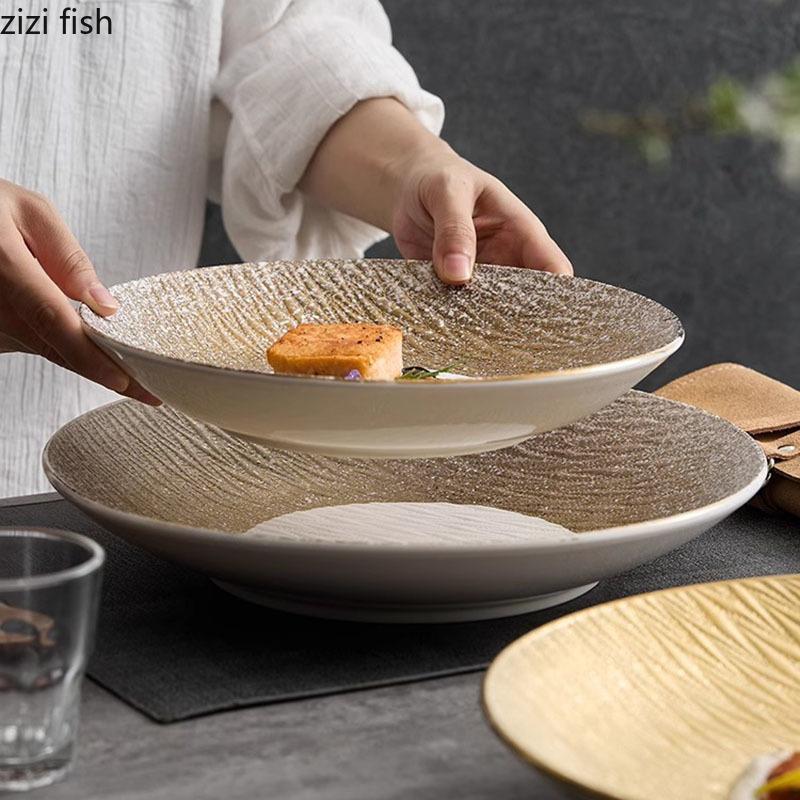 Creative Ceramic Deep Plate Restaurant Soup Plate Salad Plate Dessert Plates Snack Plates Service Plates Hotel Tableware