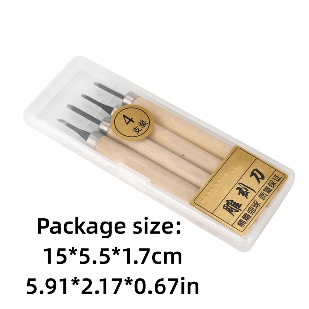 4PCS Steel Wood Carving Knife Small Flat Diagonal Round Carving Tools Set Triangle Graver Manual Sharpener Chisel Sets Carpenter