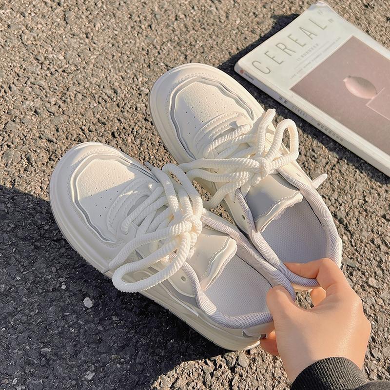 Milk fufu with wings little white shoes women's 2025 spring new thick baseplate shoes women's niche versatile casual shoes sports shoes