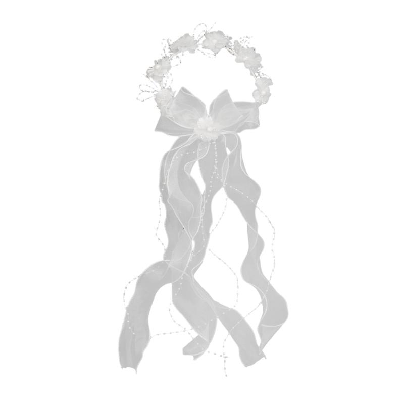 Handmade Vine Bridal Wreath Veil Headwear Features 3D Floral Accent Lightweight Comfort for Extended Wedding Wear