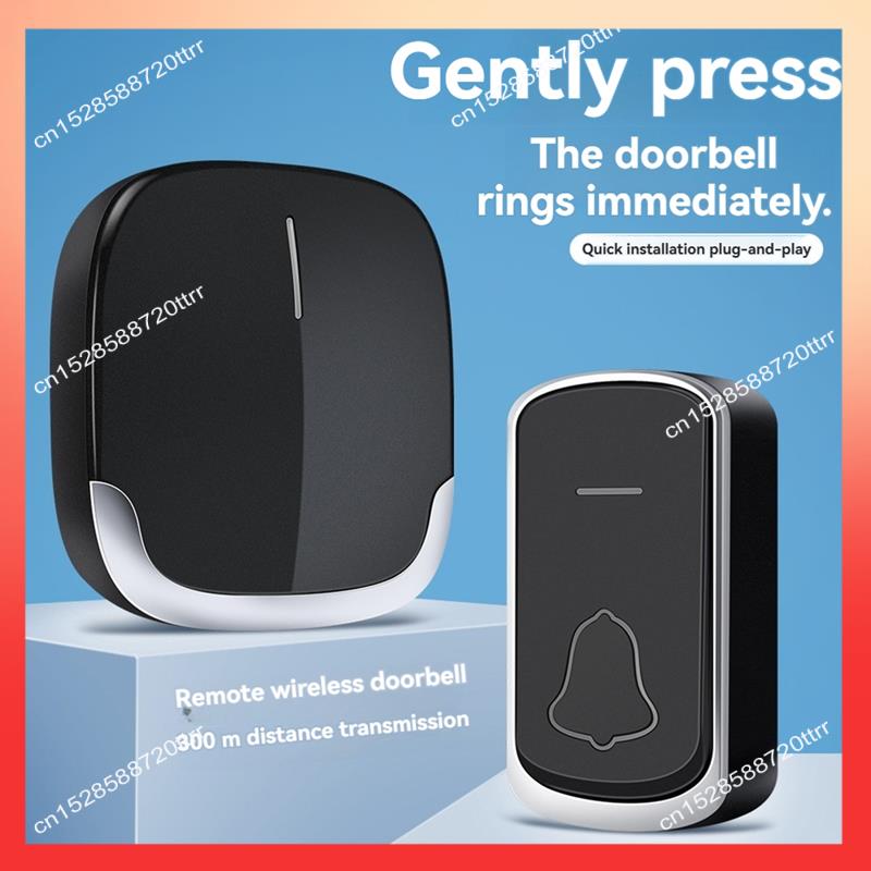 ABNR Electronic Remote Doorbell Flashing Doorbell Remote Doorbell Smart Call Doorbell Music Wireless Doorbell EU Plug чёрный