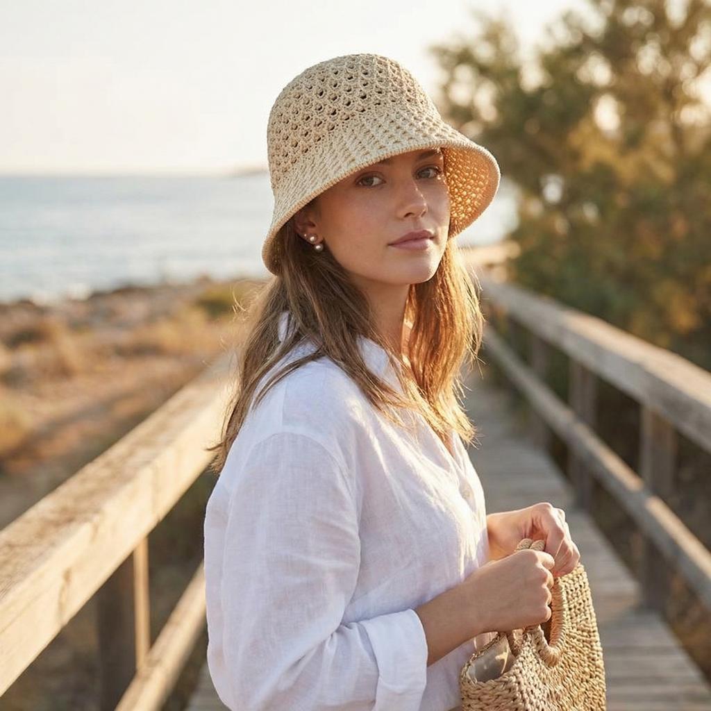 Women's Elegant Sun Hat Outdoor Sun Protection Hat Breathable Summer Fashionable Outdoor Sun Hat Bucket Hat