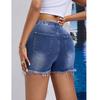 Drawstring Waist Denim Shorts For Women High Waist Stretch Ripped Hole Jeans Short Pants With Tassel
