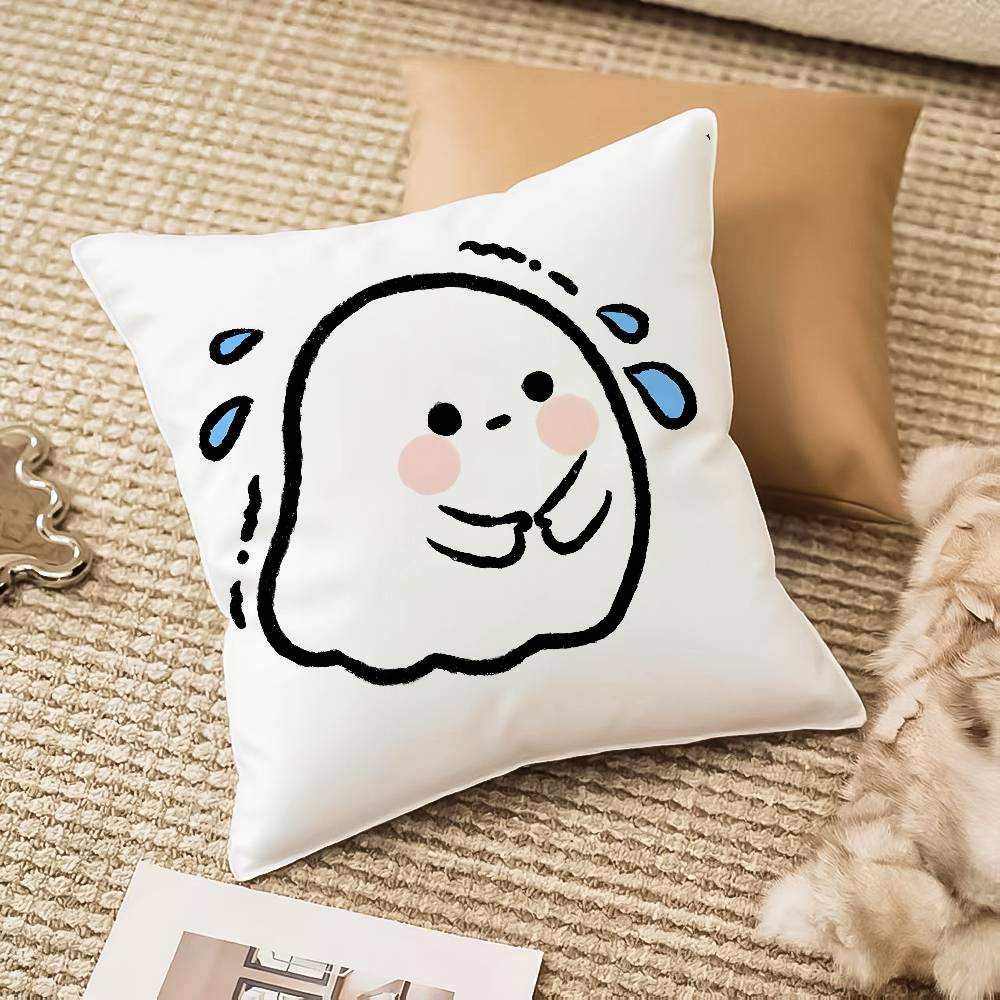 

Cute Ghost Pillow Case Anti-dustmite Invisible Zipper Sofa Bed 12x12Inch