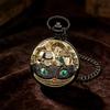 Luxury Retro Popular Black Gold Pocket Watch Enamel Fantasy Forest Character Embossed Pendant Necklace Watch for Gifts CF1760