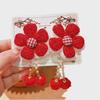 Festive Red Floral Baby Headband - Cute Ancient Style Elastic Accessory for Little Girls
