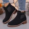 Autumn and Winter New European and American Cross-border Women's Martin Boots Elastic Belt Buckle Round Head Square Heel Medium Boots Women's Shoes