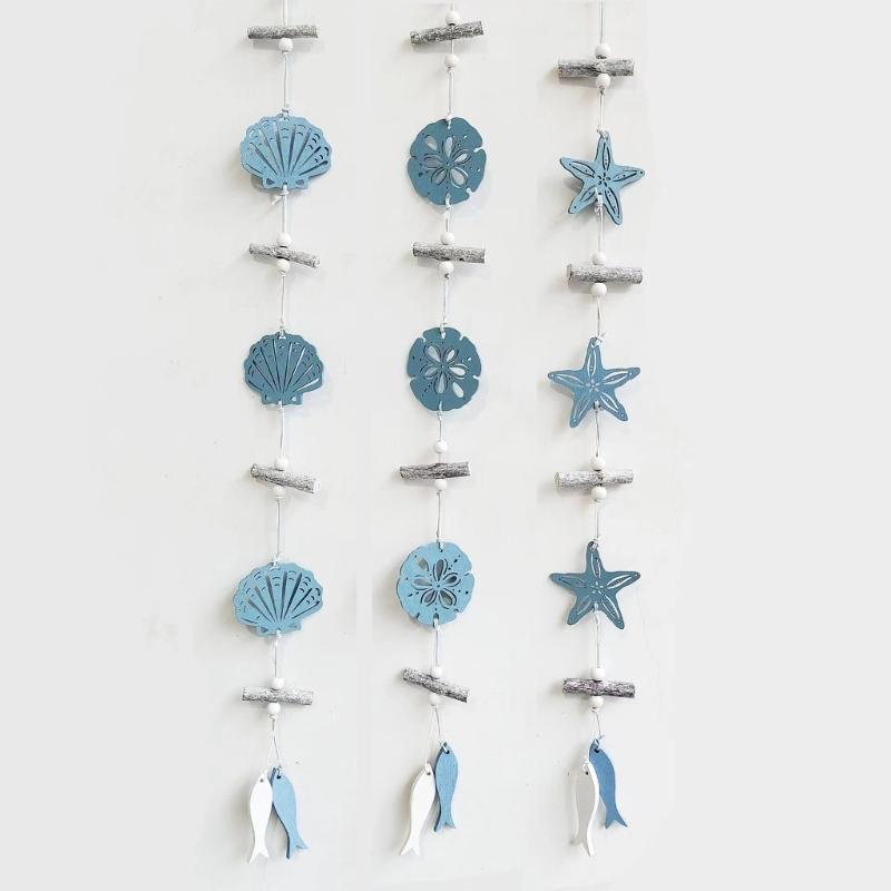 Marine Styles Wood Wall Decors Hanging Ornament Star Fish Sea Shell Sun Catcher For Indoor And Outdoor Garden Decoration