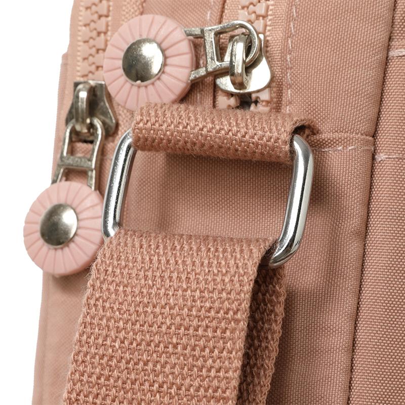 Compact Nylon Crossbody Bag with Double Zipper Closure Adjustable Strap Small Casual Purse for Daily Travel