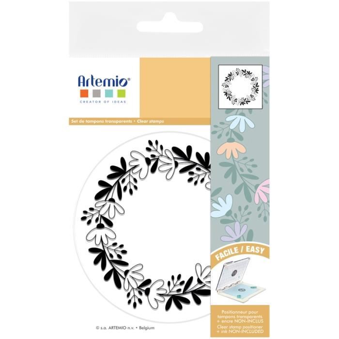 Tampon transparent - ARTEMIO - Couronne de printemps - 12 x 12 cm - 1 pièce - Collection Les Poulettes