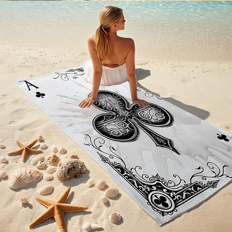 1Pc Ace Clubs Art Beach Towel Quick Dry Multiuse For Beach Pool Gym Yoga Home Travel Christmas Halloween Xmas Gift G1222