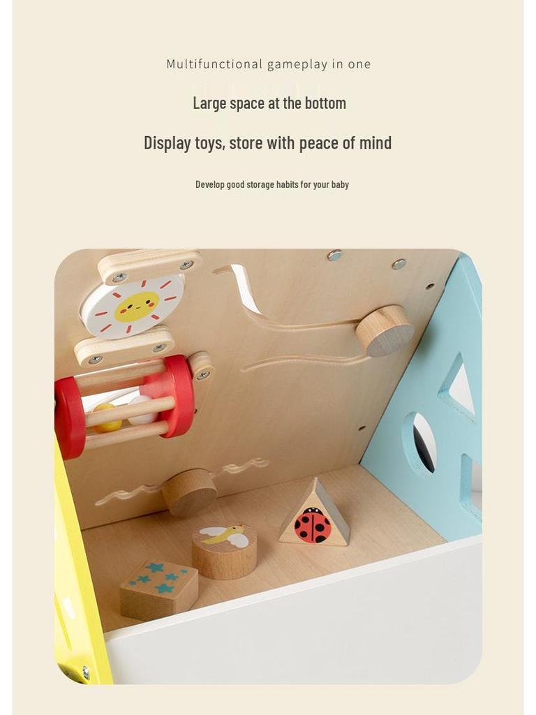 Multifunctional Wooden Baby Walker with Educational Busy Board and Piano