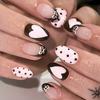 24 Pezzi Unghie Finte Press On Mandorla Corta Semplici Rosa Francesi Finte per Donne Dolci Fragola Fiocco Unghie Ins Manicure Indossabile