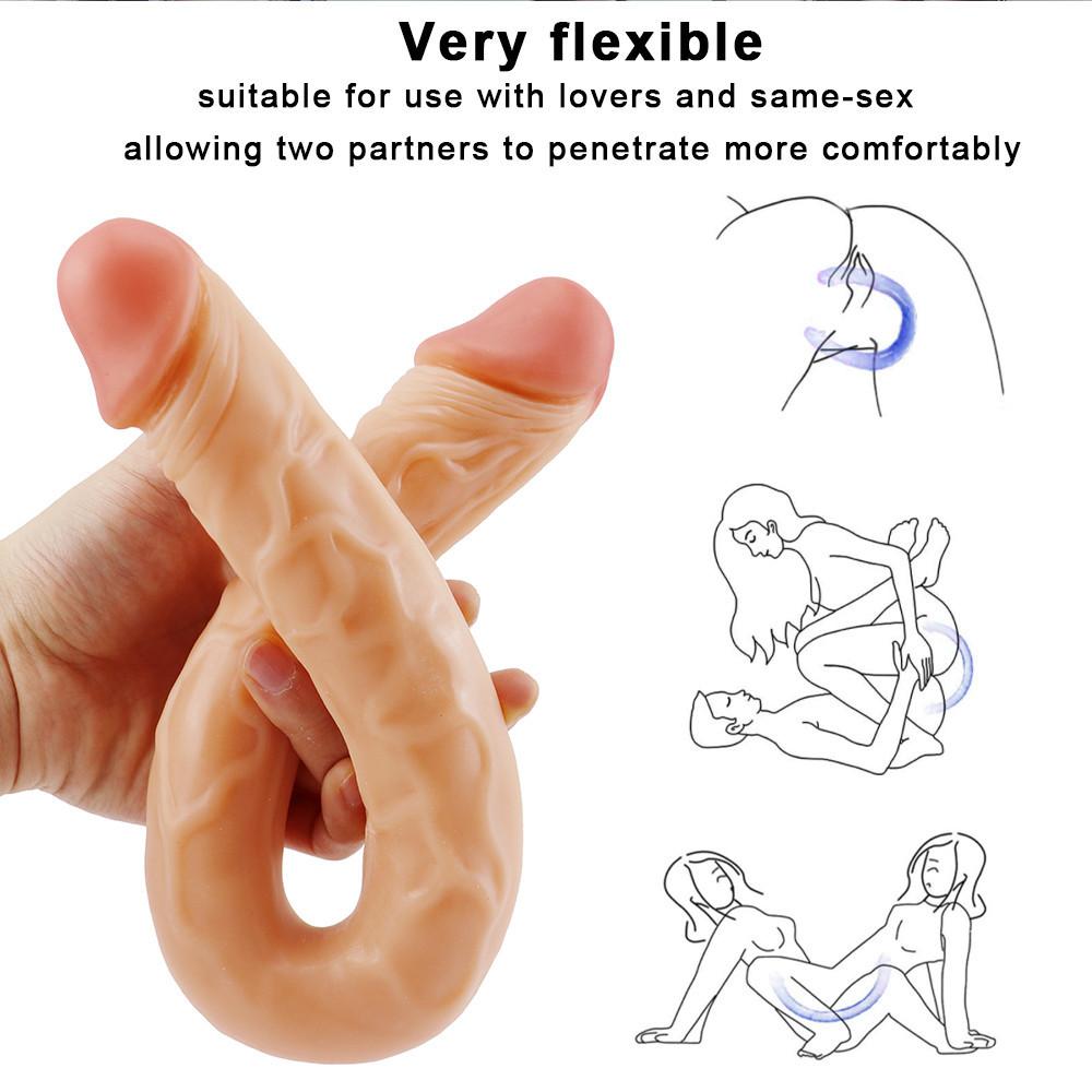 MoDi 4 Shapes Double Head Dildo Long Realistic Double Ended Flexible Penis for Women Masturbator Sex Toys for Lesbian Gay