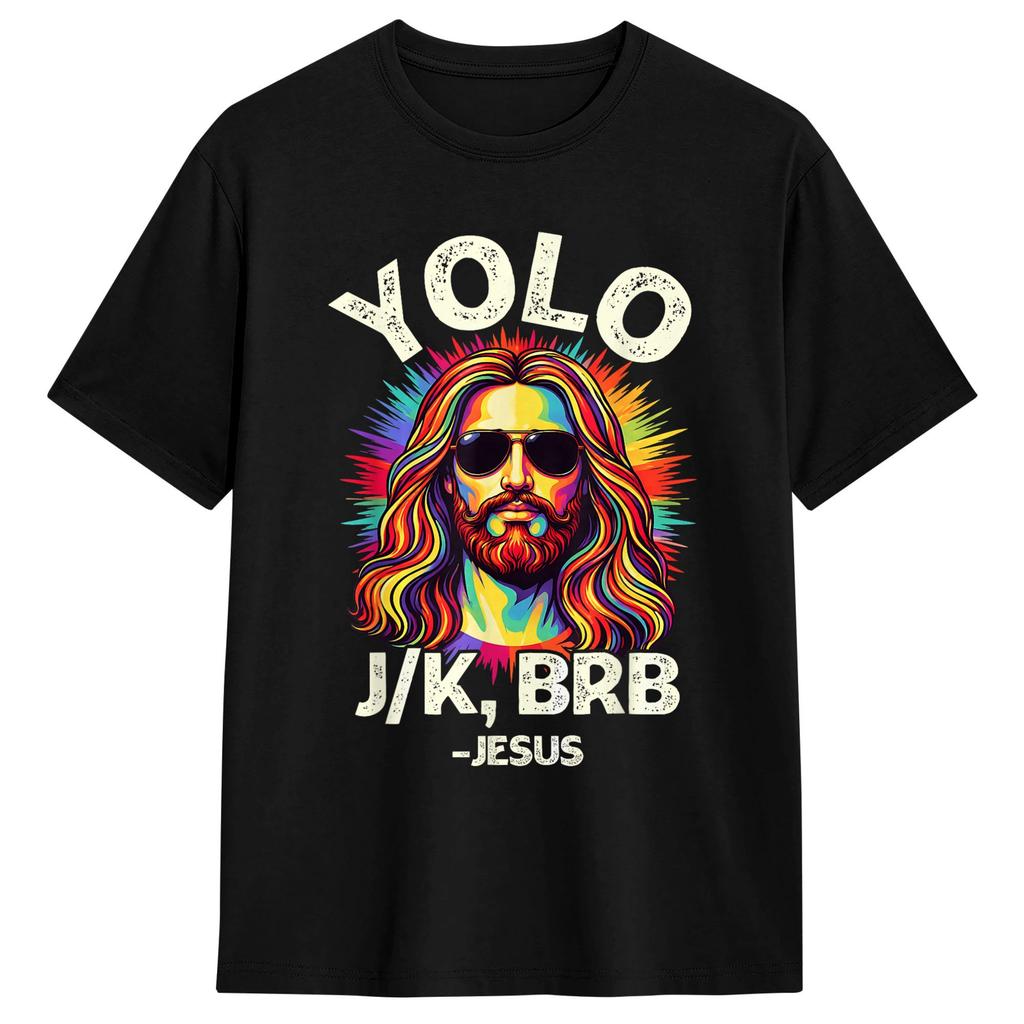 Casual TShirt Summer Easter Yolo Jk BRB Jesus Trendy Cool T Shirts Cotton Tshirt for Unisex YK Retro Short Sleeve Top Tees