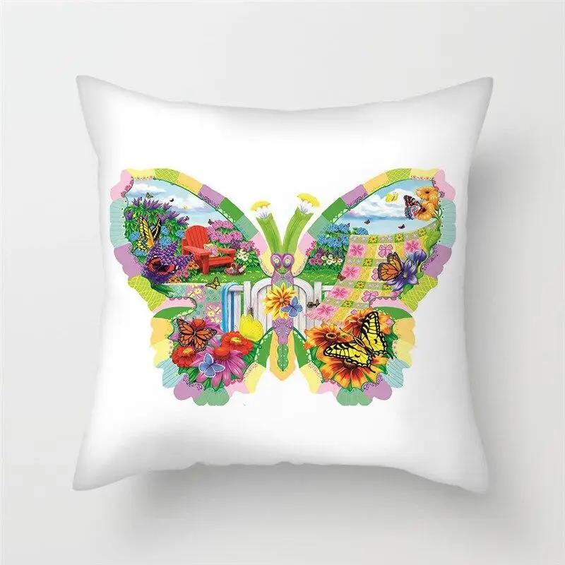 Schmetterling Kissenbezug Sofa Stuhl Tier Blume Kissenbezug Heimdeko Bemalt Umarmen