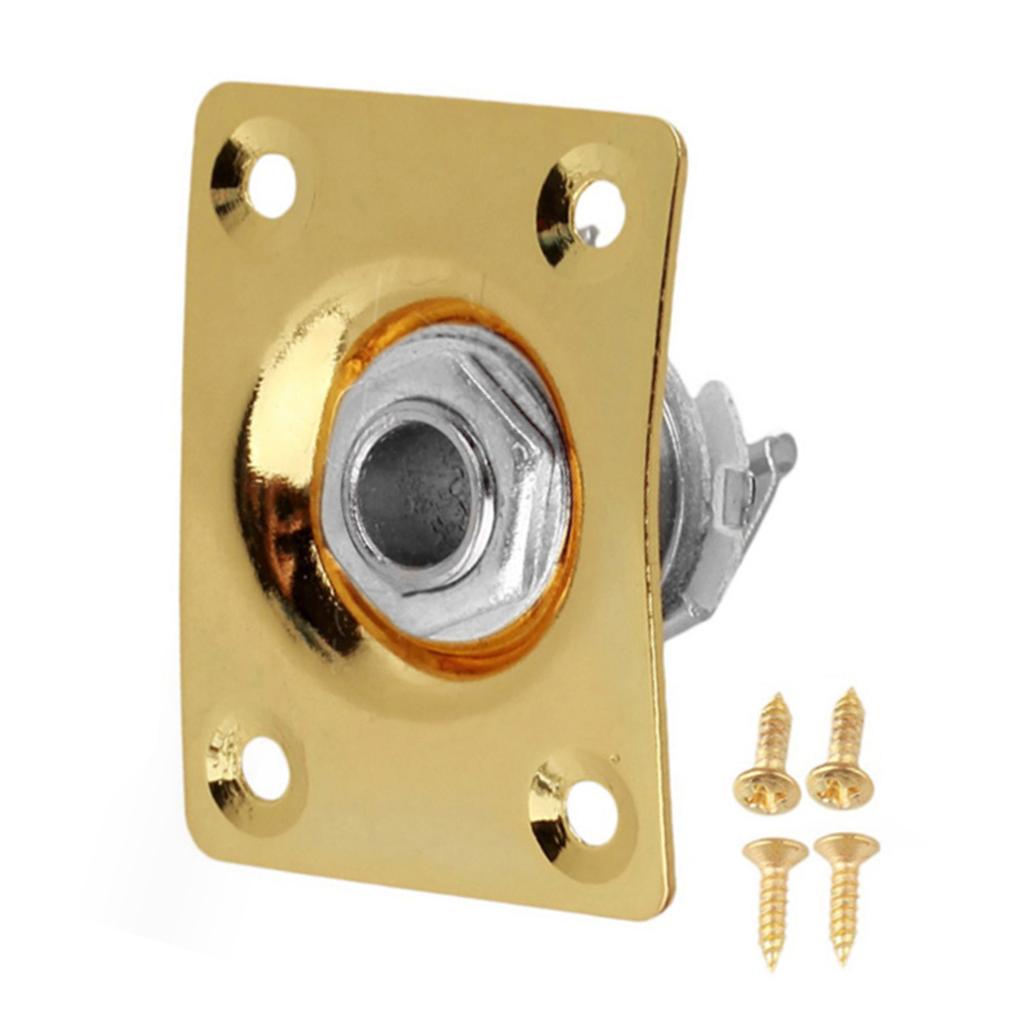 Guitar Input Output Jack Socket Plate Rectangular 1/4 Inch (6.35mm) with Mounting Screws for Electric Guitar Bass Parts