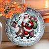 Christmas Metal Sign Santa Claus Sleigh Reindeer Gift Bag Home Party Decor