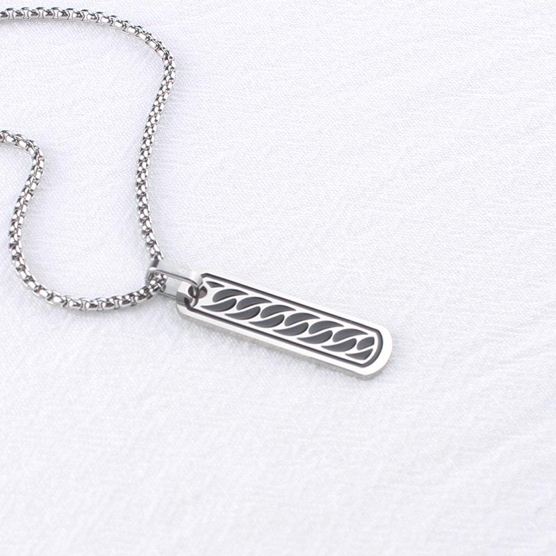 3D Titanium Steel Long Bar Men's Hip Hop Necklace - Stainless Steel Couple Pendant Jewelry
