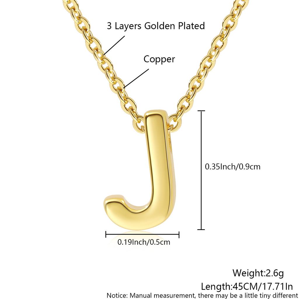 26 Large Capital English Letter Necklace Polished Smooth Hole-Punched Pendant Fine Chain Women's Item