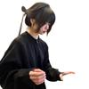 Mens Black Zip-Up Knit Cardigan Oversized Warm Stand Collar Sweater Casual Layering Top Teens