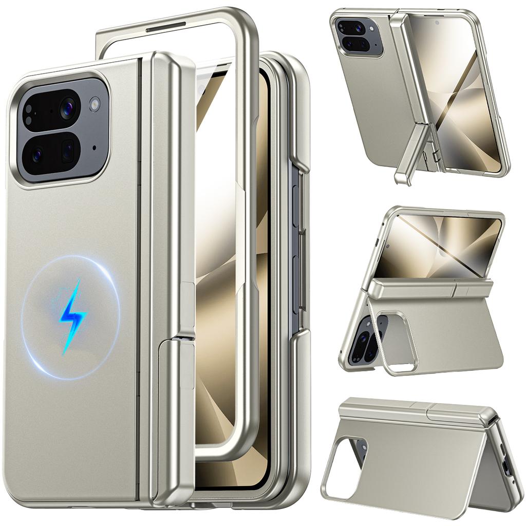 Magnetický obal pro Google Pixel 10 Pro Fold Phone s stojánkem, Kompatibilní s Magsafe, Ochrana pantu, Vestavěný duální skrytý stojánek, Ochrana obrazovky - Fialový
