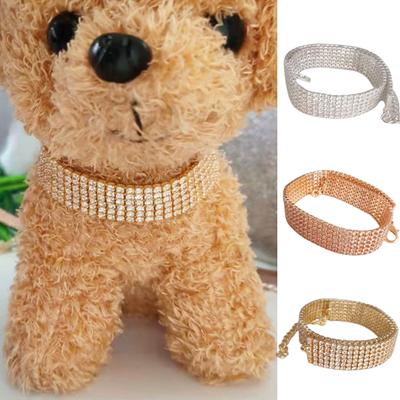 Coleira para cachorro de estimação 6 fileiras strass vestido-up desbotado moda cobre cachorro gatinho colar para