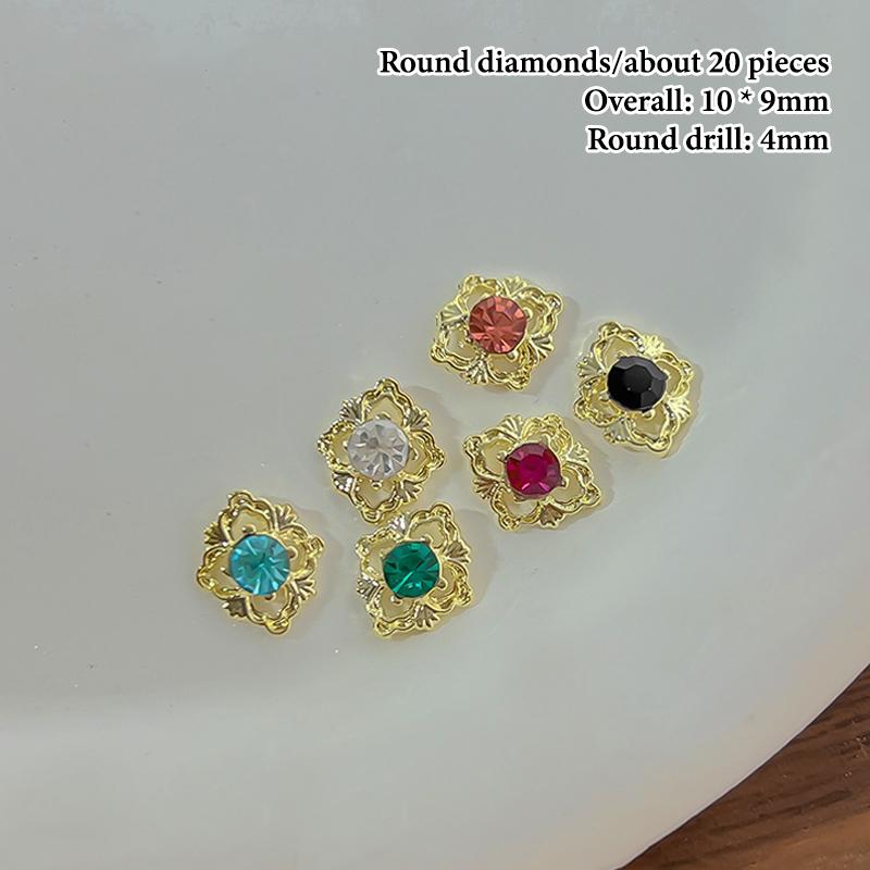 

Retro 20 Pcs Super Flash Nail Art Charms Jewelry Rhinestones Inlaid Diy Alloy Nail Art Accessories