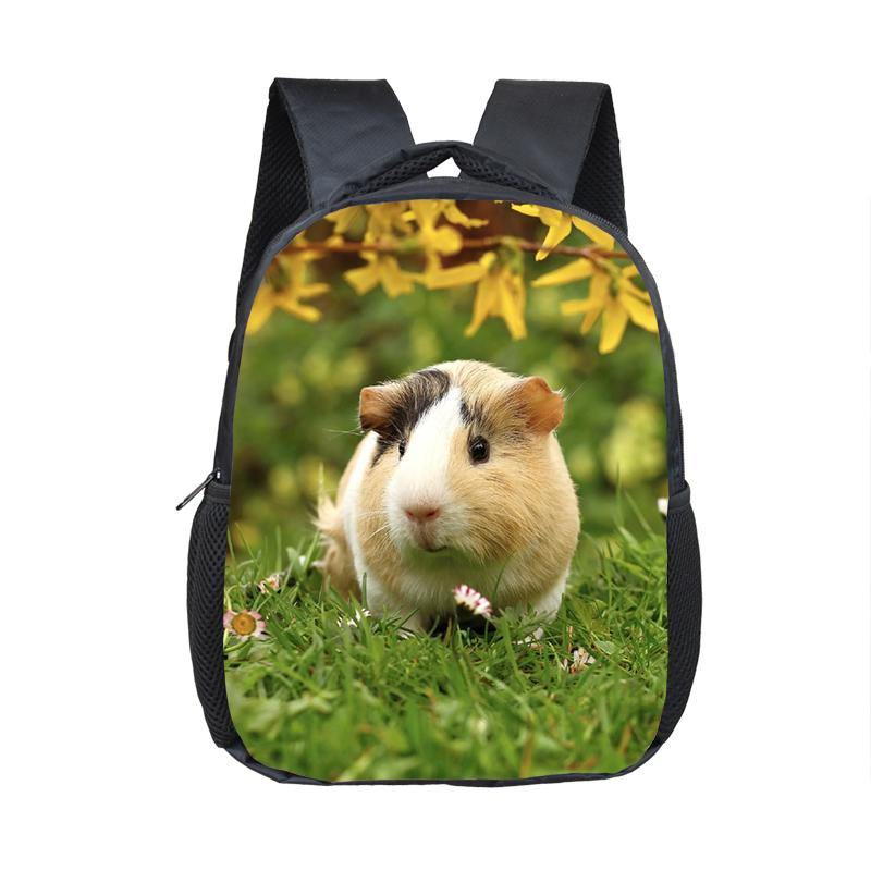 Cartoon Hamster / Pet Guinea Pig Print Backpack  Kids Schoolbags Boy Girl Kindergarten Baby Toddler Bookbag