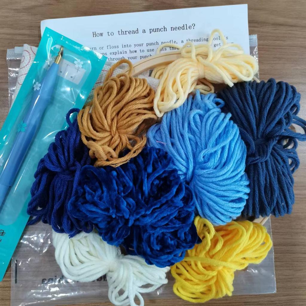 1pc Green Plant and Floral Pattern Coaster, Russian Stitch Embroidery, DIY Yarn Kit, Cross Stitch