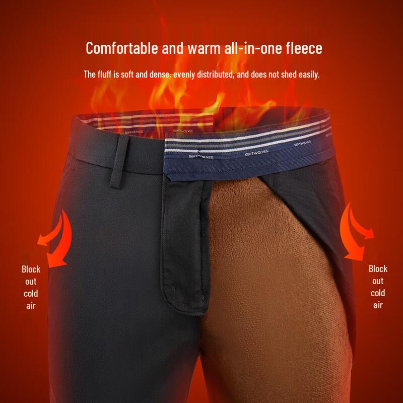 

Septwolves Men s Fleece-Lined Casual Trousers 34A