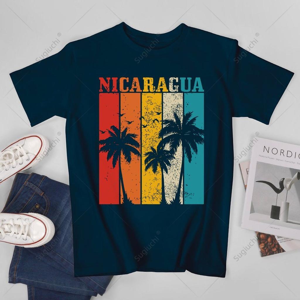Unisex Unisex Nicaragua Vintage Palm Trees Surfer Nicaraguan Souvenir Nica Tshirt Tees T Shirts WoUnisex Boys 100 Cotton TShirt