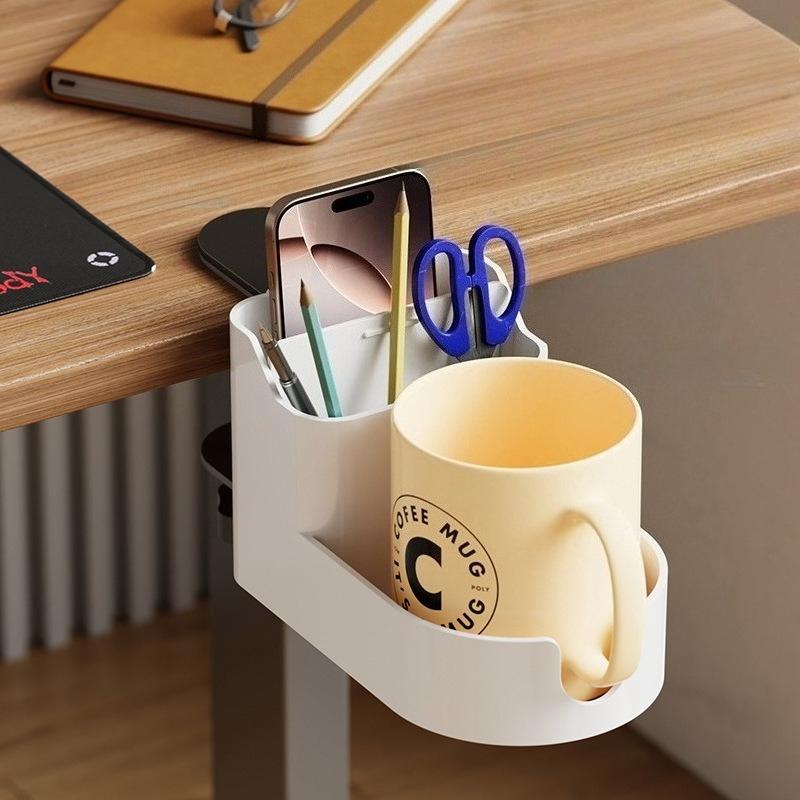 Non Perforated Desktop Phone Storage Box Multifunctional Water Cup Metal Storage Rack Home and Office Clip On Desk Cup Holder