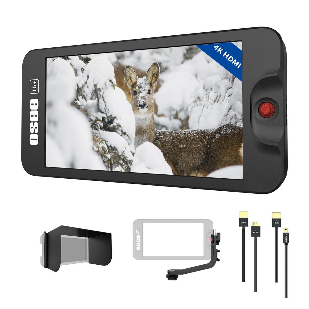 OSEE Camera Video Monitor with 1000nits IPS FHD 1920x1080 4K HDMI 3D LUT for DSLR Cameras T5+ 5.5-inch Monitor, Resolution, Output/Input, Support,