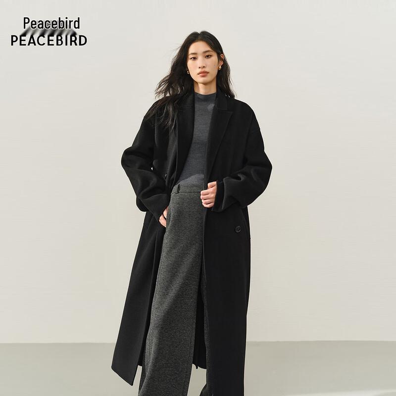 

PEACEBIRD Women s Premium Robe Style Double-faced Wool Blend Coat M