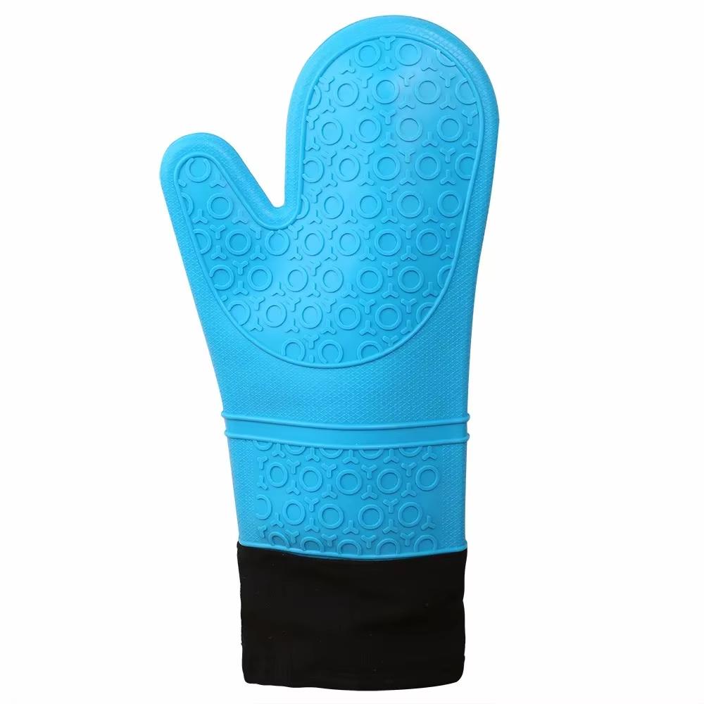 Guantes de Silicona Gruesos para Hornear Impermeables Resistentes al Calor Manopla de Horno con Algodón Cocina Cocinar Microondas Guantes para Barbacoa Salvamanteles