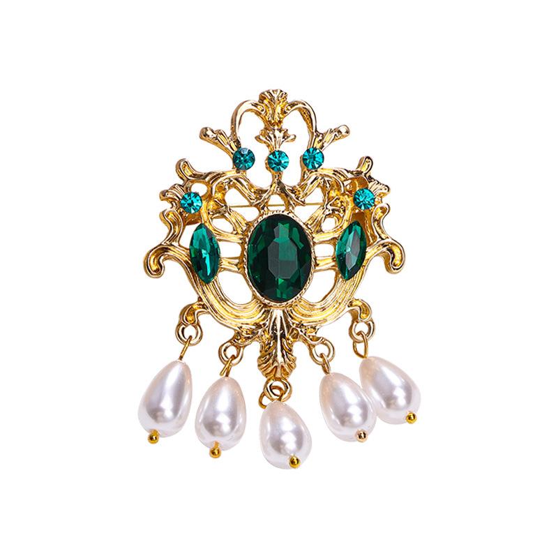 Palast Smaragd Westlicher Stil Barock Accessoires Brosche