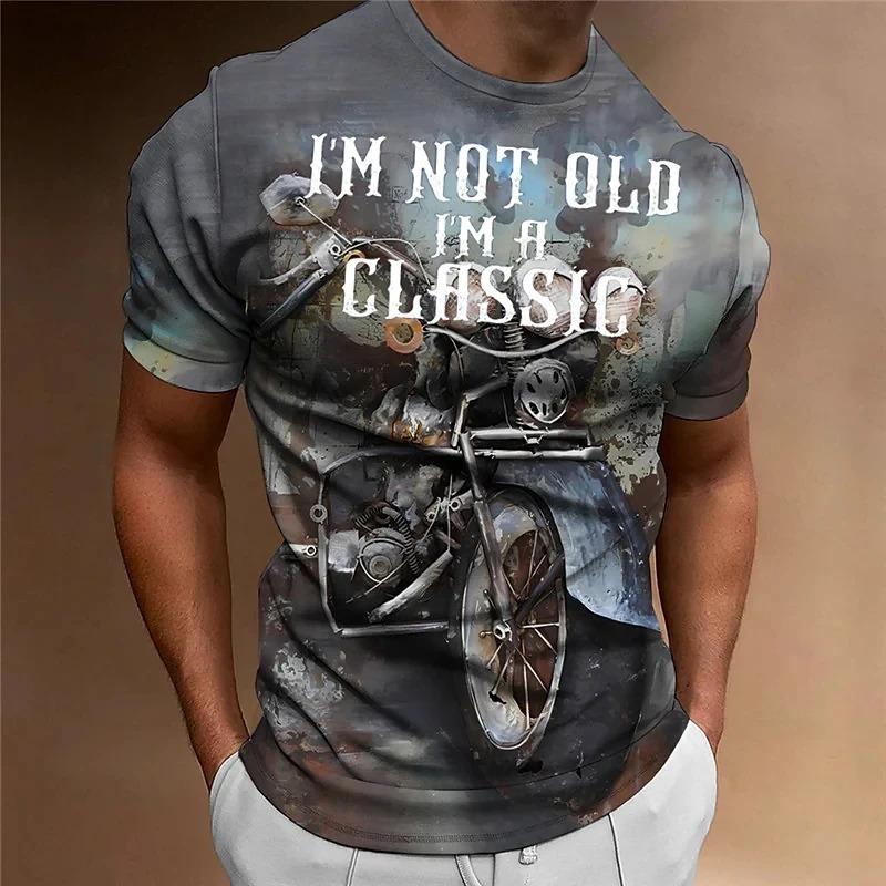 Motorcycle T-shirt Men 3D Print Short Sleeve Vintage Classics TShirt For Mens Street Ride Biker Shirts Tops Oversized Tee Shirt