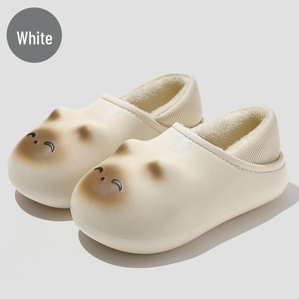 Women's Winter Cute Cat Plush Slippers: Non-Slip, Waterproof, Warm Cotton Slippers